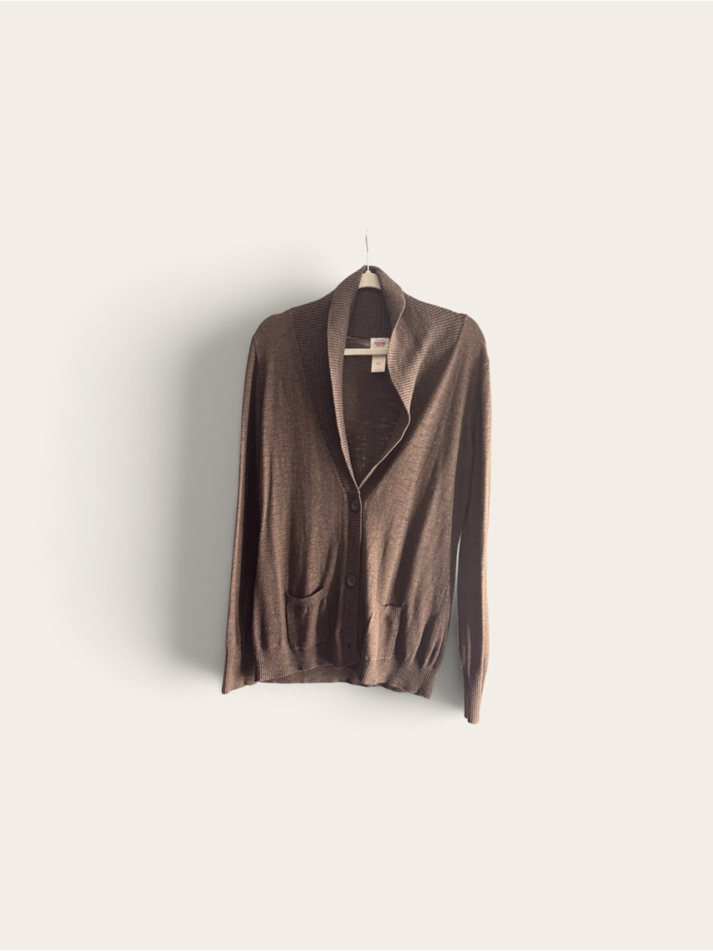 Mossimo Supply Co. Brown Shawl-Collar Button Cardigan